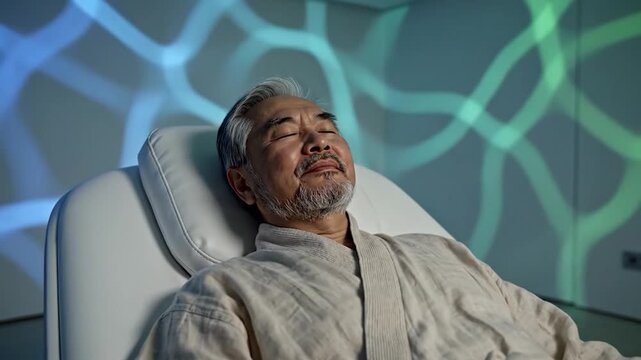 Man in sensory deprivation tank.