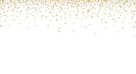 Golden confetti particles falling down on white background © FATEMA
