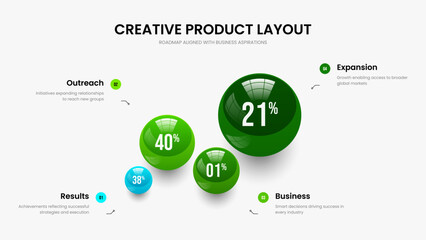 Naklejka premium Minimalist Review 4 Element Infographic Frame Layout. Sales Insight Four Step Diagram Presentation Design. Colorful Innovation Slideshow Template Vector Illustration.