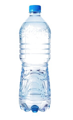Fototapeta premium 3D Plastic Water Bottle with Blue Cap Isolated on Transparent Background Cutout PNG