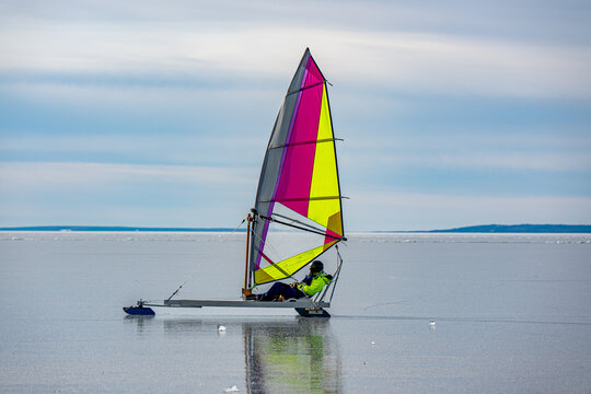 Ice yacht on lake Vattern Sweden in february