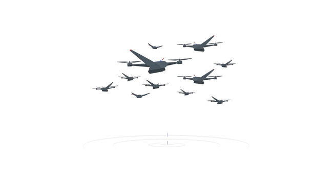 Formation of Military Aircraft Flying in Close Proximity.
