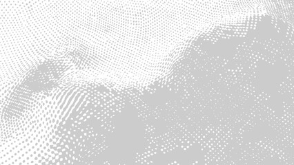 Halftone pattern with varying dot density and gradient effect on white and gray background