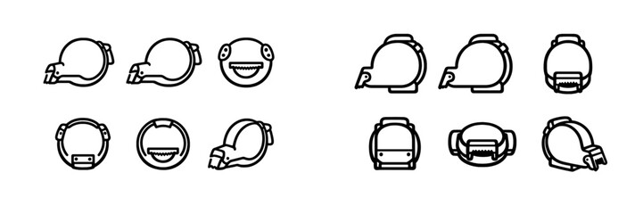 A collection of black and white line art icons depicting a handheld © PAPA STOCK
