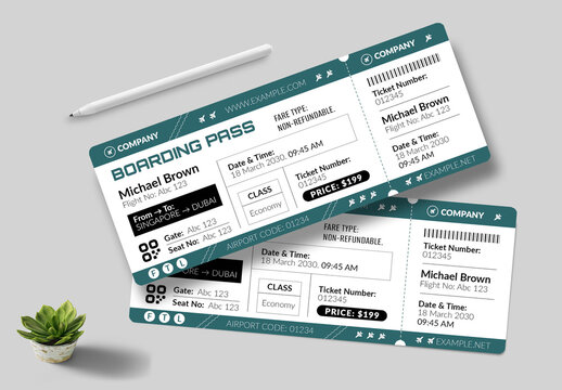 Airline Boarding Pass Ticket Design
