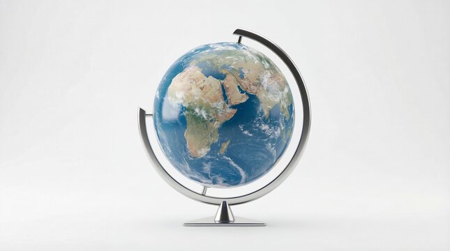 A decorative globe on a stand isolated on white background