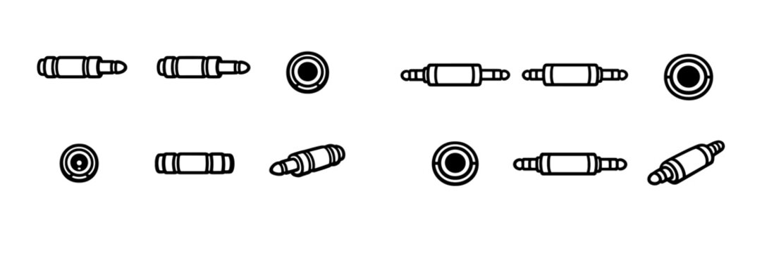A collection of minimalist black and white line art icons depicting
