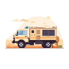 Obraz premium Illustration of a desert emergency response truck.