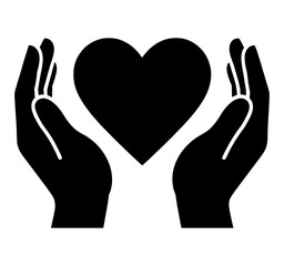 Obraz premium Outline Hands Holding Heart Icon for App UI with Check Mark