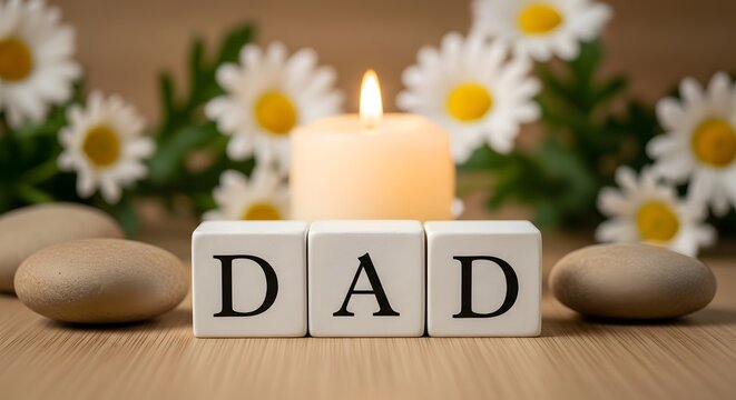 Heartwarming father's day celebration with daisies and candles for dad