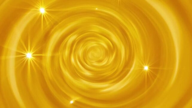 Vibrant golden spiral pattern with starburst lights on a white background, conveying a dynamic and energetic mood with warm tones.