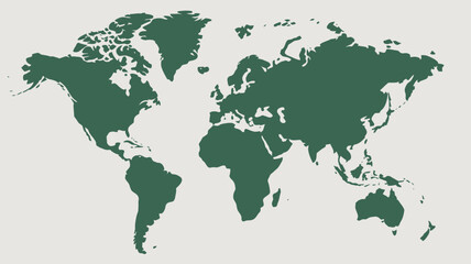 Obraz premium A green silhouette of the world map on a beige background, symbolizing global unity and geography.