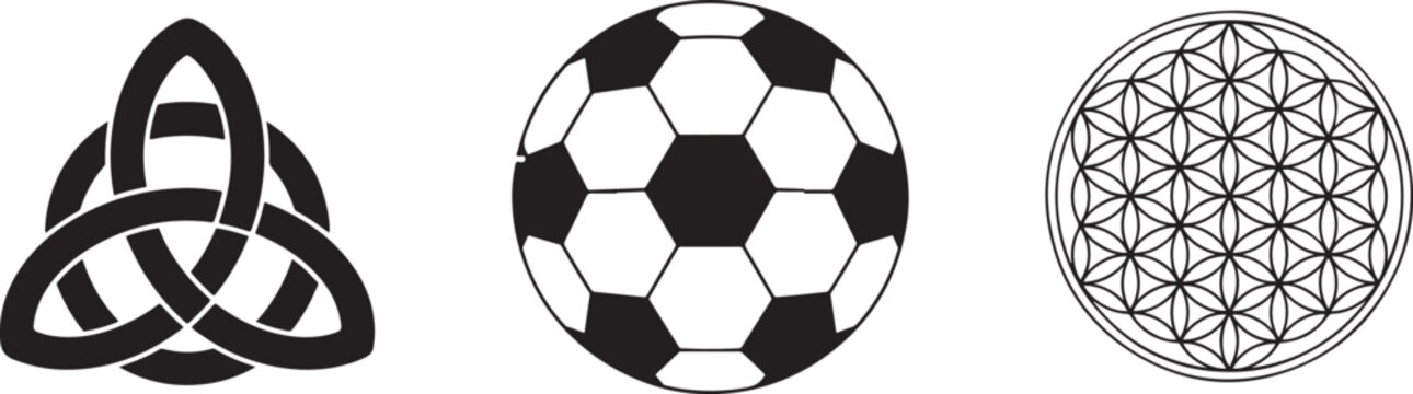 Celtic knot trinity symbol representing eternity spiritual connection and the holy trinity black outline isolated on white background