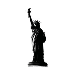 Fototapeta premium Silhouette of the Statue of Liberty against a white background, New York City.