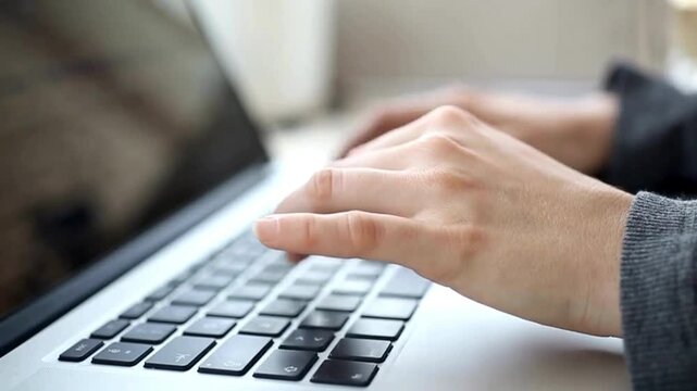 Close up of monitor screen with developing Businessman or IT programmer uses a computer while sitting at a desk at a workplace in a business office.
