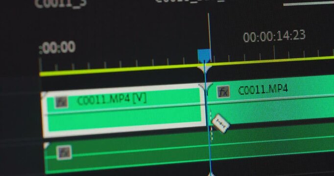 video editor in work monitor view display movie production concept