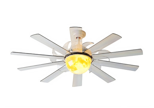 Modern ceiling fan with five blades and a central light fixture