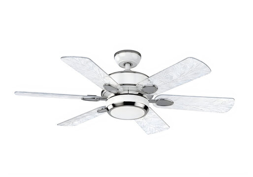Modern ceiling fan with five sleek blades and a central light fixture