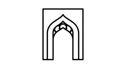 Fototapeta premium minimalist islamic arch doorway icon black and white vector illustration