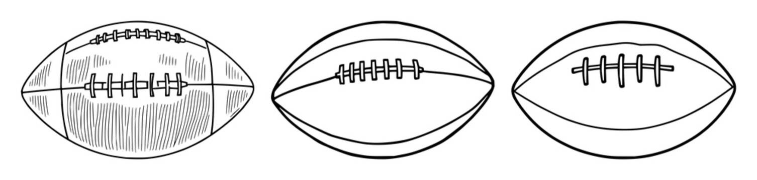 Football set with oval ball pattern illustration with gradiated colors and dynamic motion featuring sports, competition, victory with American, teams