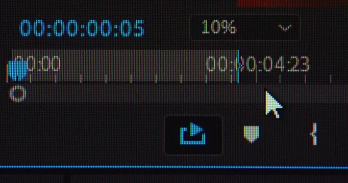video editor in work monitor view display movie production concept