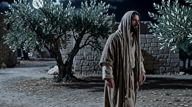 Young Man Running into Dark Night Dropping Linen Cloth