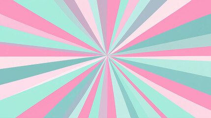 Candy-colored explosion, soft pink and mint green geometric rays, flat vector design