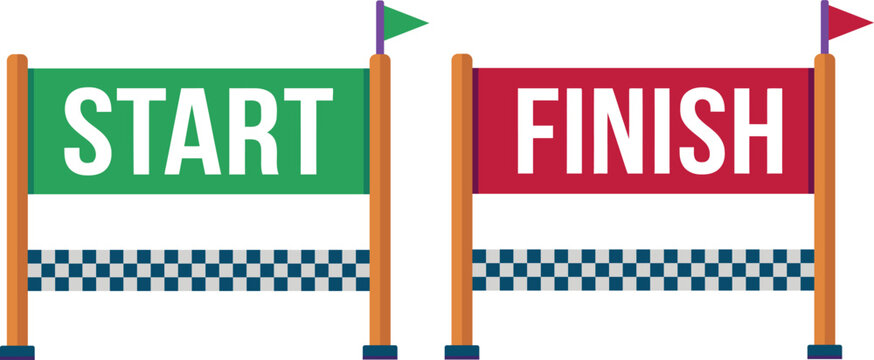 Start and Finish Line Banners for Racing and Sports Events Vector Set