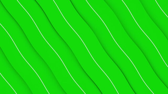 Abstract green and white wavy background with diagonal 3d layered ribbons and modern minimalist design