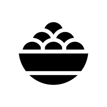 Minimalist Bowl of Delicious Meatballs Icon. Bakso Silhouette Design