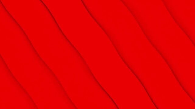 Abstract red wavy background with diagonal 3d layered ribbons and modern minimalist design