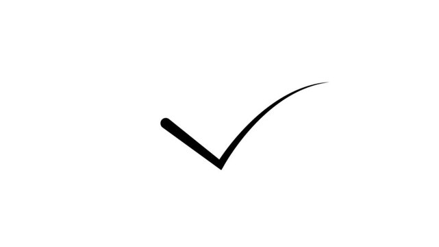 Black check mark symbol on a white background tick sign