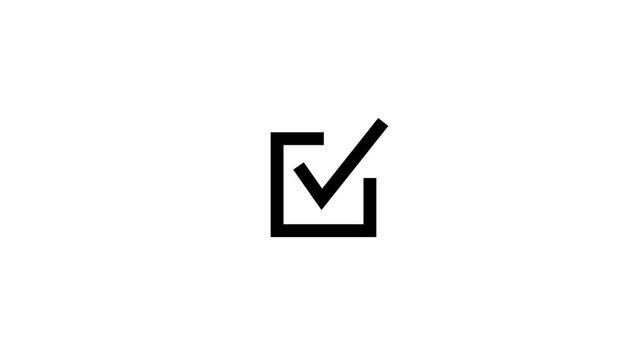 Black check mark inside a square outline on white background checkbox tick