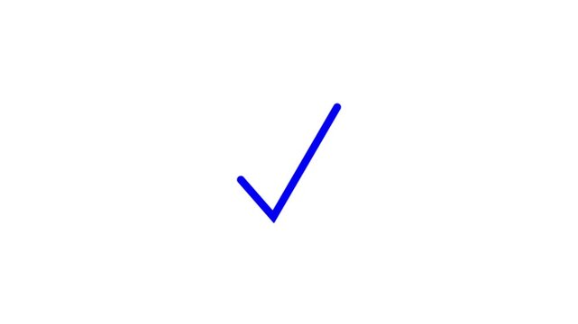 Simple Blue Check Mark Symbol on White Background tick sign