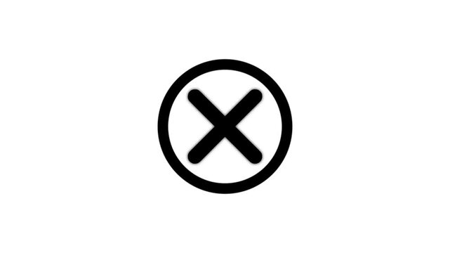 Black X Mark Inside a Circle with Shadow on White Background drop shadow