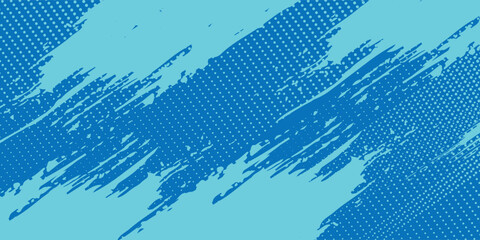 Fototapeta premium Abstract Cyan and Blue Grunge Halftone Pattern Background