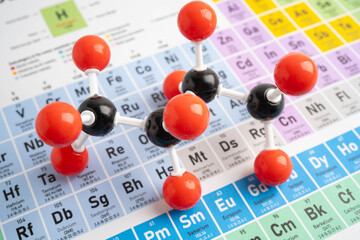 Molecules chemical on a periodic table background. © kanruthai