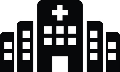 Obraz premium Black and white of a hospital building with a cross symbol medical healthcare