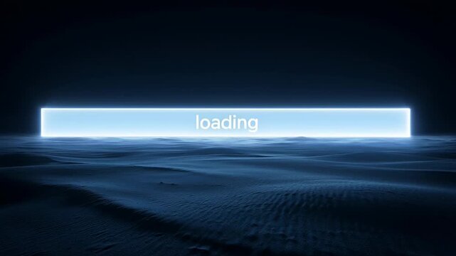 Loading bar on futuristic digital landscape