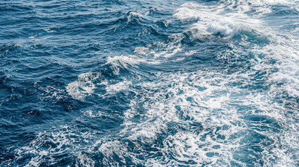 Fototapeta premium Dynamic Ocean Waves Crash and Ripple in the Sea with Blue Water Texture