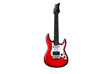 Naklejka premium A vibrant red electric guitar illustration with bold black outlines