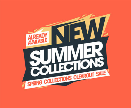 New summer collections already available, spring sale vector web banner template
