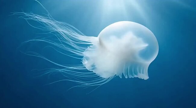 Mystical Drift: Jellyfish Capturing Prey in the Deep