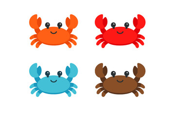 Fototapeta premium A set of four cute cartoon crab characters in different colors
