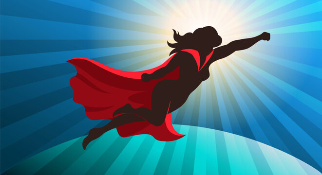 Female superhero flying