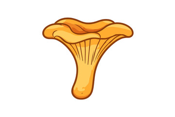 A stylized vector illustration of a single chanterelle mushroom