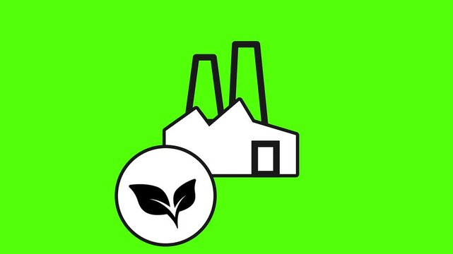 Eco-Friendly Factory: An emblem of a factory juxtaposed with a green leaf icon, symbolizing the convergence of industry and environmental consciousness. 