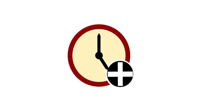 Overtime concept with clock and plus symbol showing extra work time and extended schedule