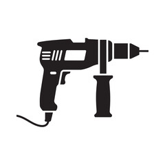 Obraz premium Simple black silhouette illustration of an electric power drill tool