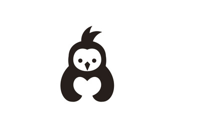 Obraz premium Cute Minimalist Penguin Bird Character Logo with Heart Shape